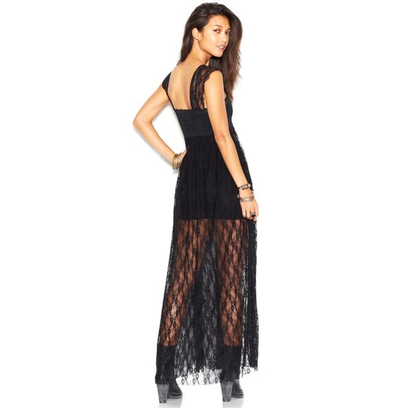 NWT Free People Romantic Black Lace Boho Maxi Dress - Picture 16 of 16
